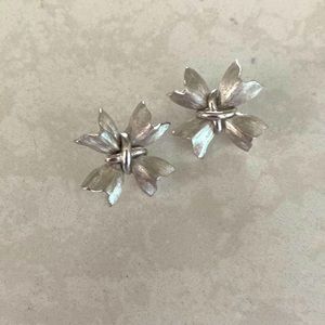 Vintage Trifari Maltese Cross silver clip on earrings